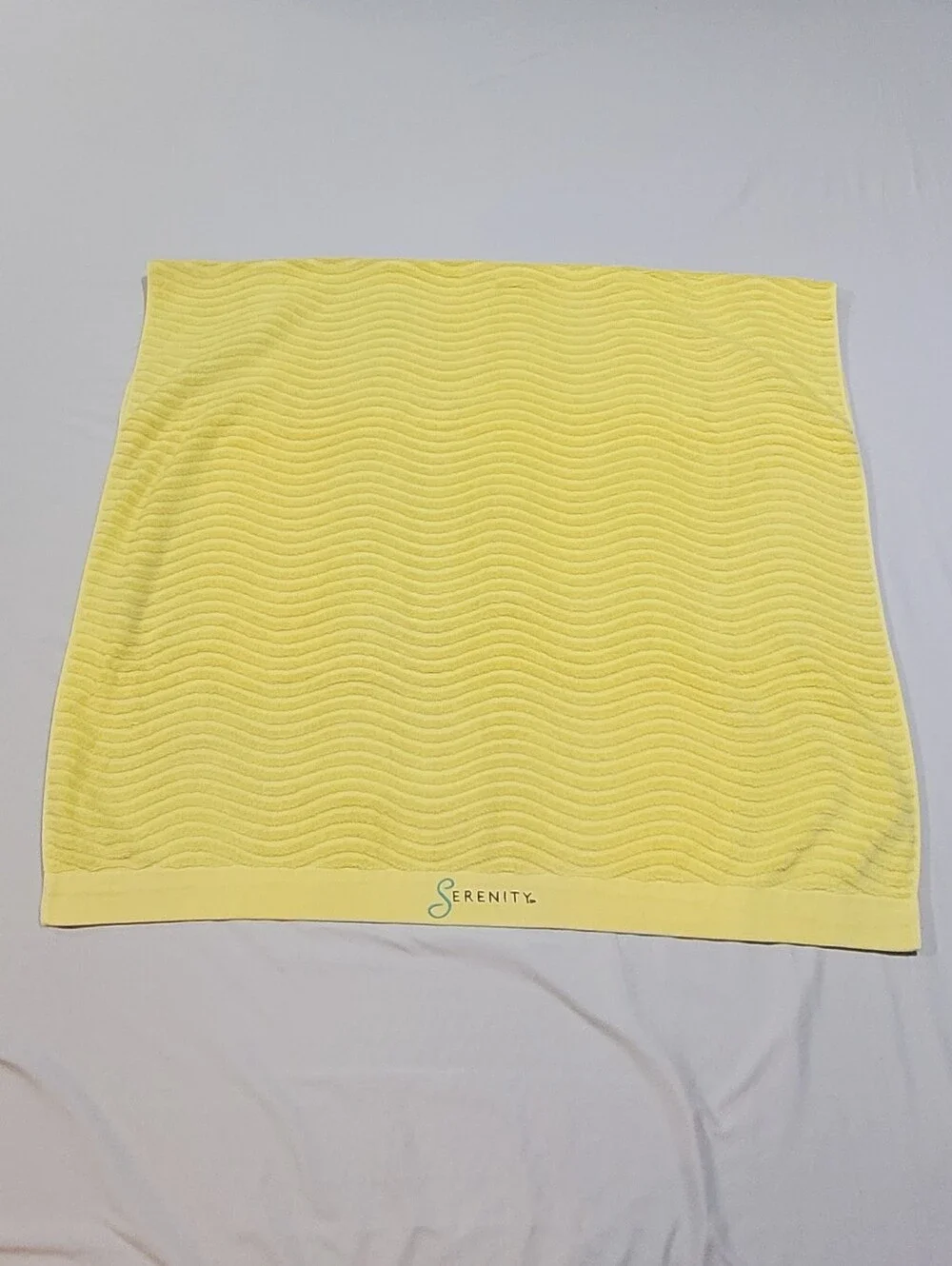 Beach Towel Embroidered Carnival Serenity Logo Yellow Wave Ribbed 100% Cotton